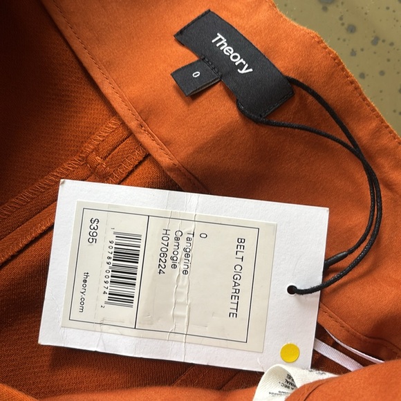 Theory belted high waisted orange cigarette trousers - Picture 3 of 6